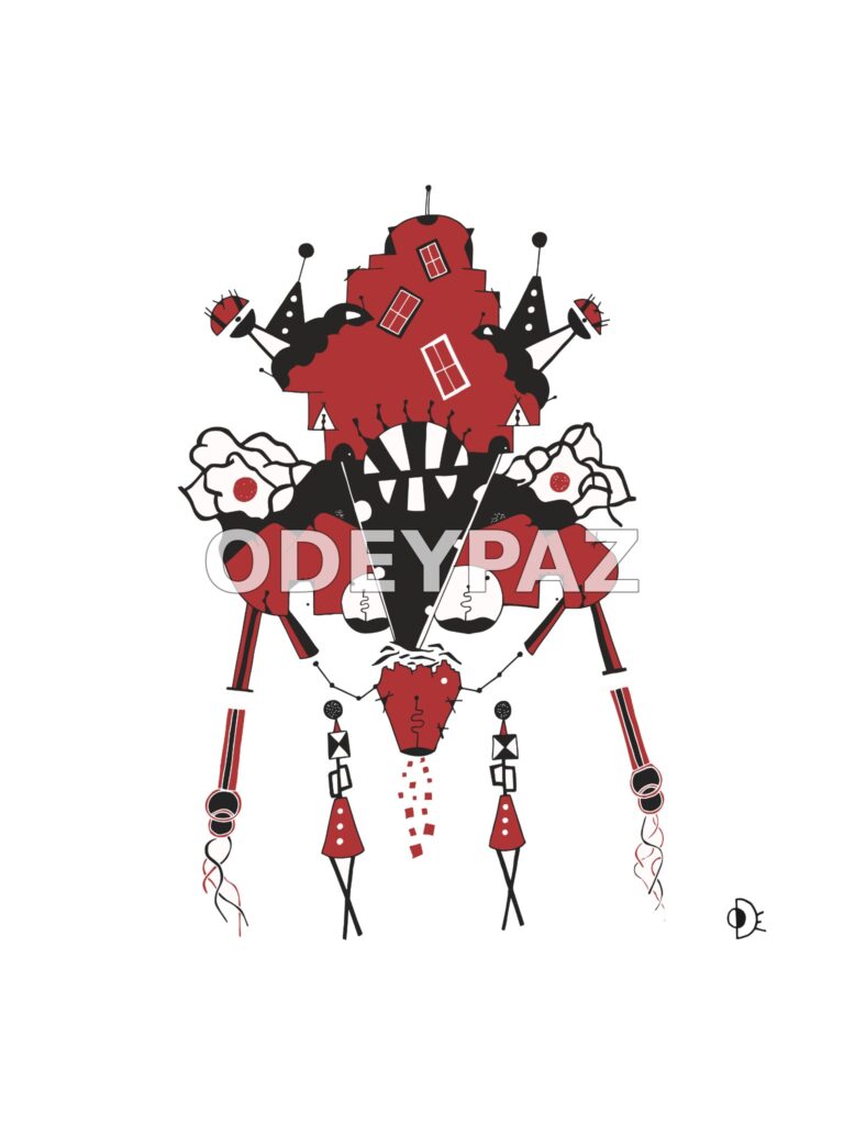 Création en noir et rouge par Odeypaz